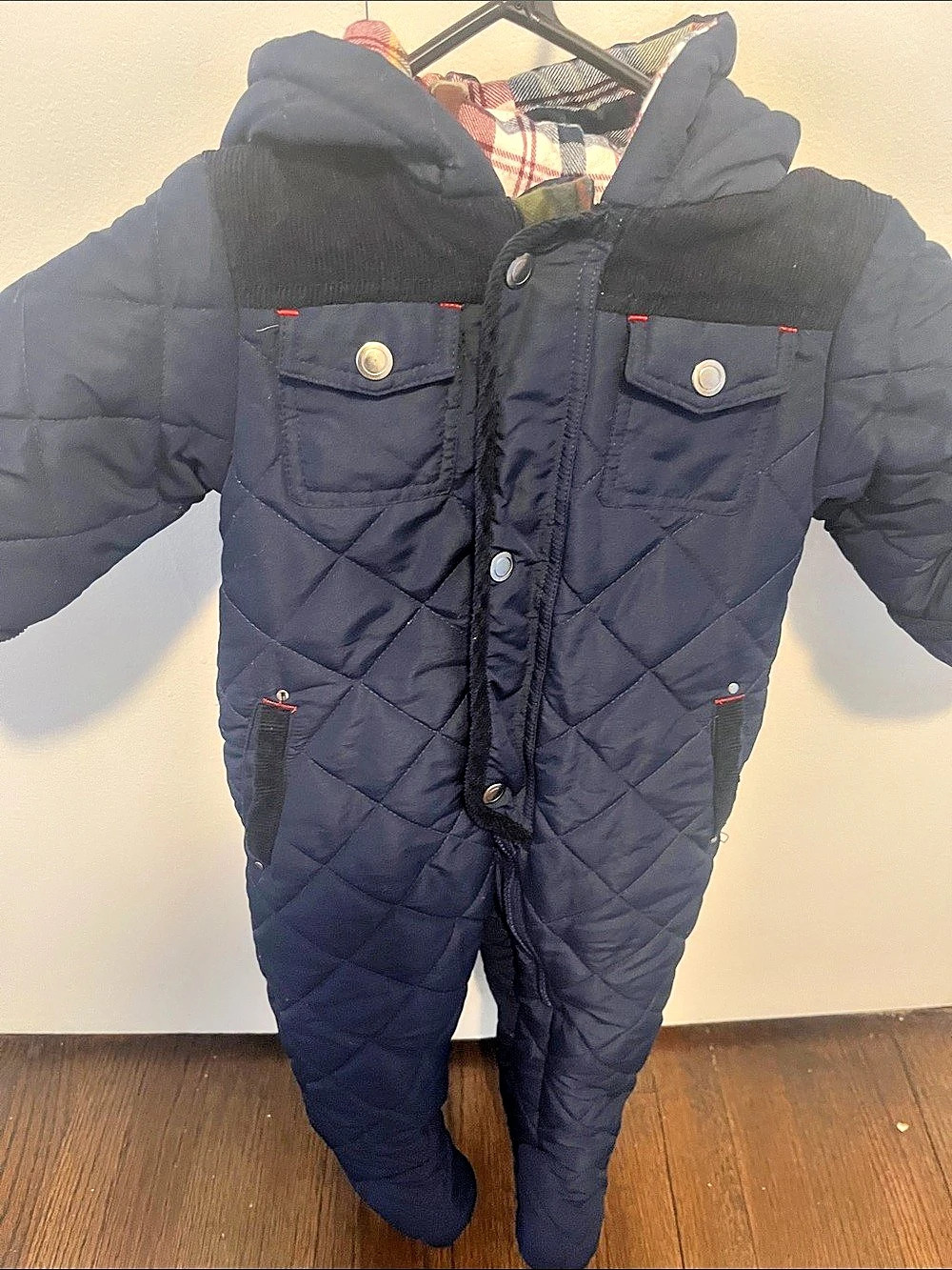 Rothschild Quilted Hooded Footie in Blue Baby 12M